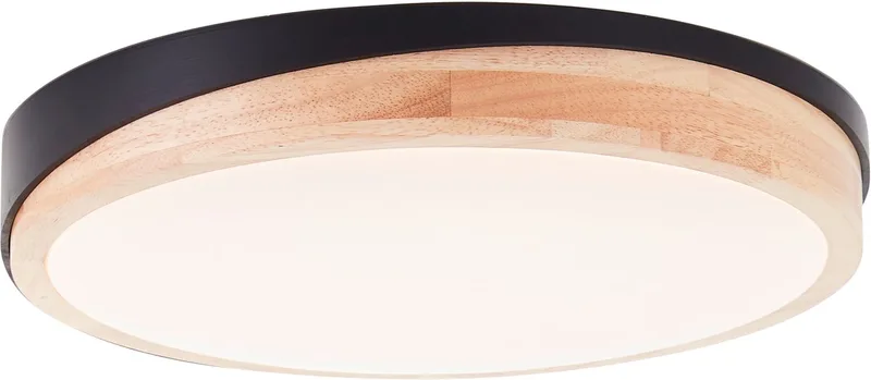 Baarlo - Plafondlamp - Ø 35 cm - LED 24W - 3000K - Dimbaar - Zwart/Hout van Brilliant in Mat Zwart, Hout – productfoto