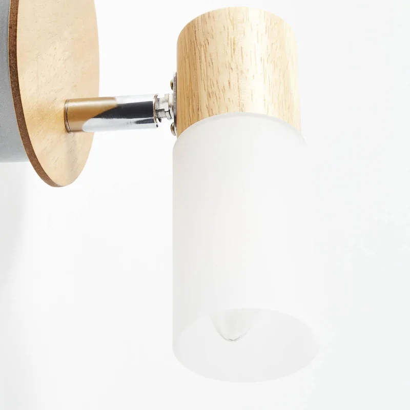 Babsan wandspot, Ø 10 cm, licht hout, bamboe van Brilliant in Licht hout, Wit, Zilver – productfoto