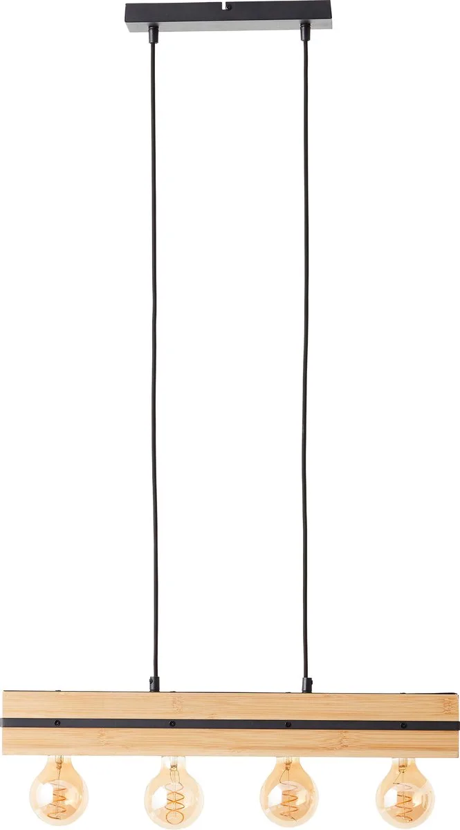 Benny hanglamp 60cm mat zwart/naturel, metaal/bamboe, 4x A60, E27, 40 W fra Brilliant i Bruin Zwart – produktbillede