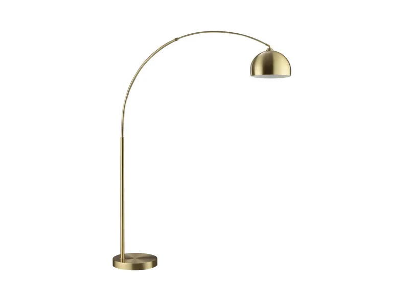 Bogenlampe Manor, ohne Leuchtmittel, Bogen-Stehleuchte E27, 199 x 150 cm, messingfarben gebürstet van Brilliant in Goud – productfoto