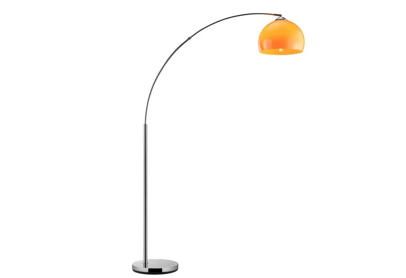 Bogenlampe Vessa - Bogenstehleuchte, ohne Leuchtmittel, Stehlampe Wohnzimmer, H 166 cm, B 122 cm, E27-Fassung, Bogenleuchte by Brilliant in Orange – product photo