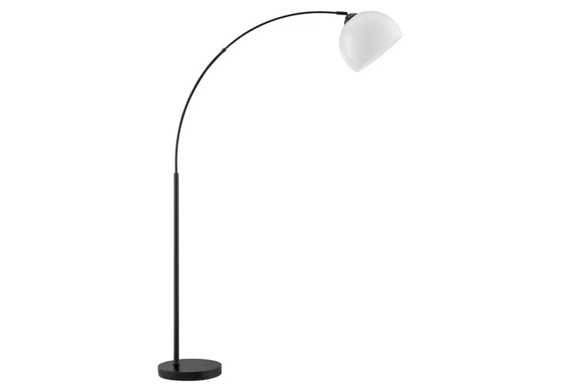 Bogenlampe Vessa - Bogenstehleuchte, ohne Leuchtmittel, Stehlampe Wohnzimmer, H 166 cm, B 122 cm, E27-Fassung, Bogenleuchte fra Brilliant i Sort – produktbillede
