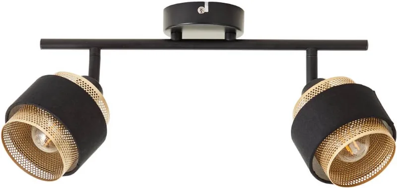 Briljante Spot Grove 2-vlams metaal/textiel 2x D45, E14, 28W, Geschikt voor tafellamp (niet inbegrepen) by Brilliant in Goud Zwart – product photo