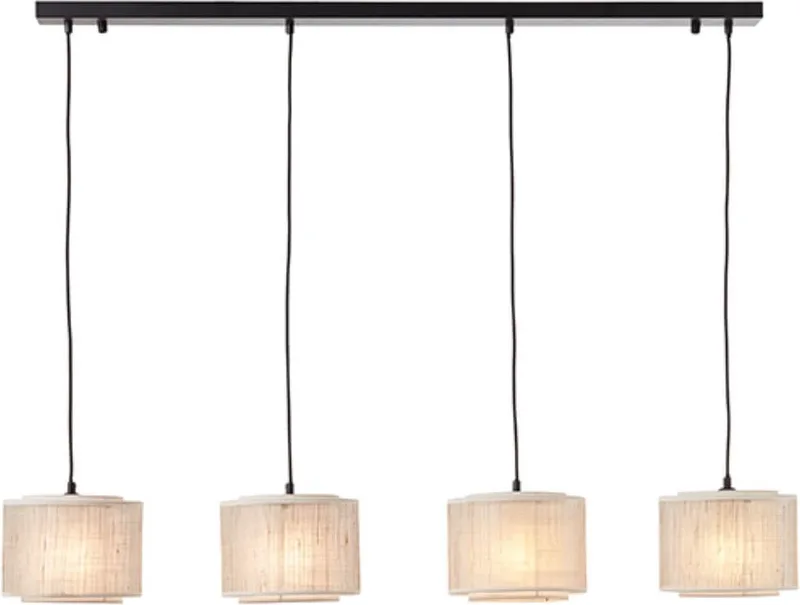 Brillant | Odar hanglamp 4-vlammig zwart/beige | 4x A60, E27, 42W, geschikt voor normale lampen (niet meegeleverd) de Brilliant en Crème – photo produit