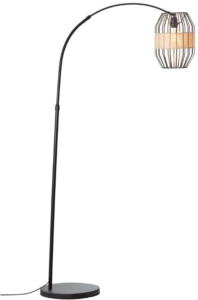 Brillant | Slope arc vloerlamp 1.5m zwart/naturel | lamp | vloer | Normale lamp | ( lamp niet mee geleverd ) | A60 fra Brilliant i Sort – produktbillede