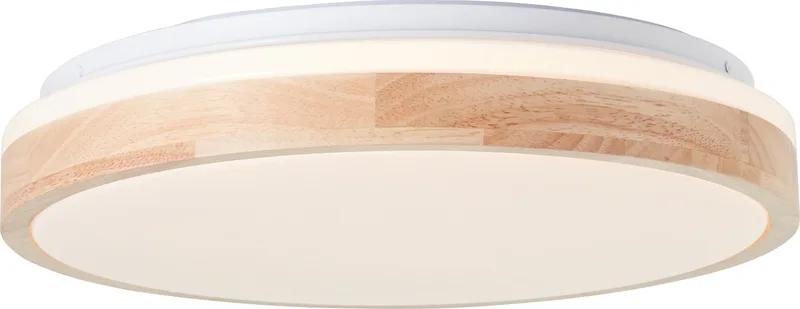 Brodsky LED plafondlamp 38cm licht hout/wit, metaal/hout, 1x LED geïntegreerd, 24 W, (lichtstroom: 2500lm, lichtkleur: 3000K) de Brilliant en Hout Wit – photo produit