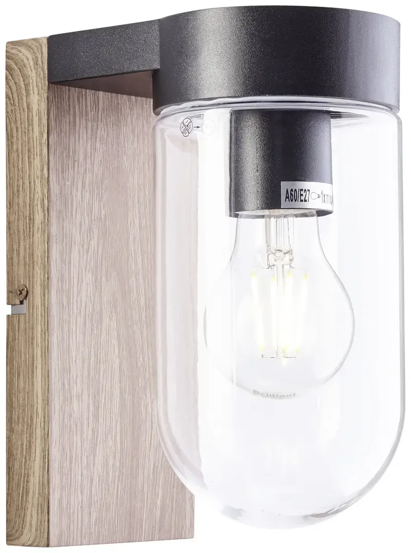 Cabar 96372/76 Buitenlamp (wand) LED E27 Hout (donker), Zwart från Brilliant i Hout (donker), Svart – produktbild