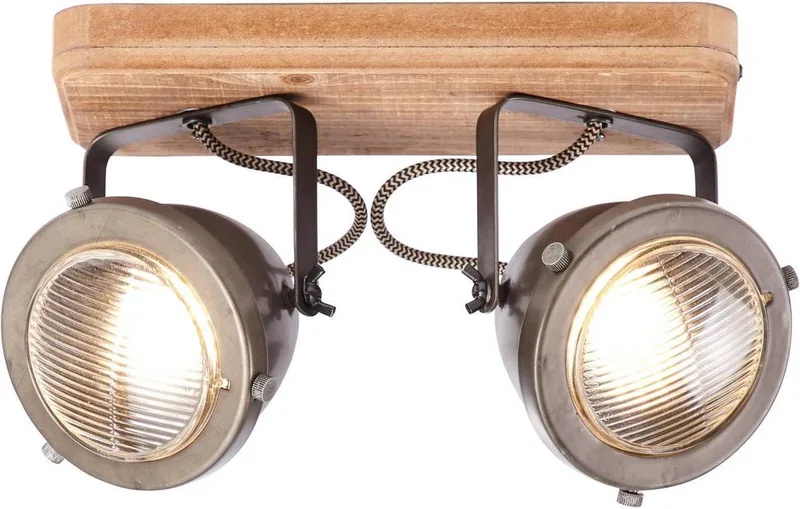 CARMEN WOOD - Plafondlamp - Zilvergrijs;Bruin de Brilliant en Zilvergrijs – photo produit