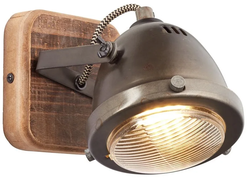 CARMEN WOOD - Wandlamp - Bruin;Zilvergrijs från Brilliant i Brun – produktbild