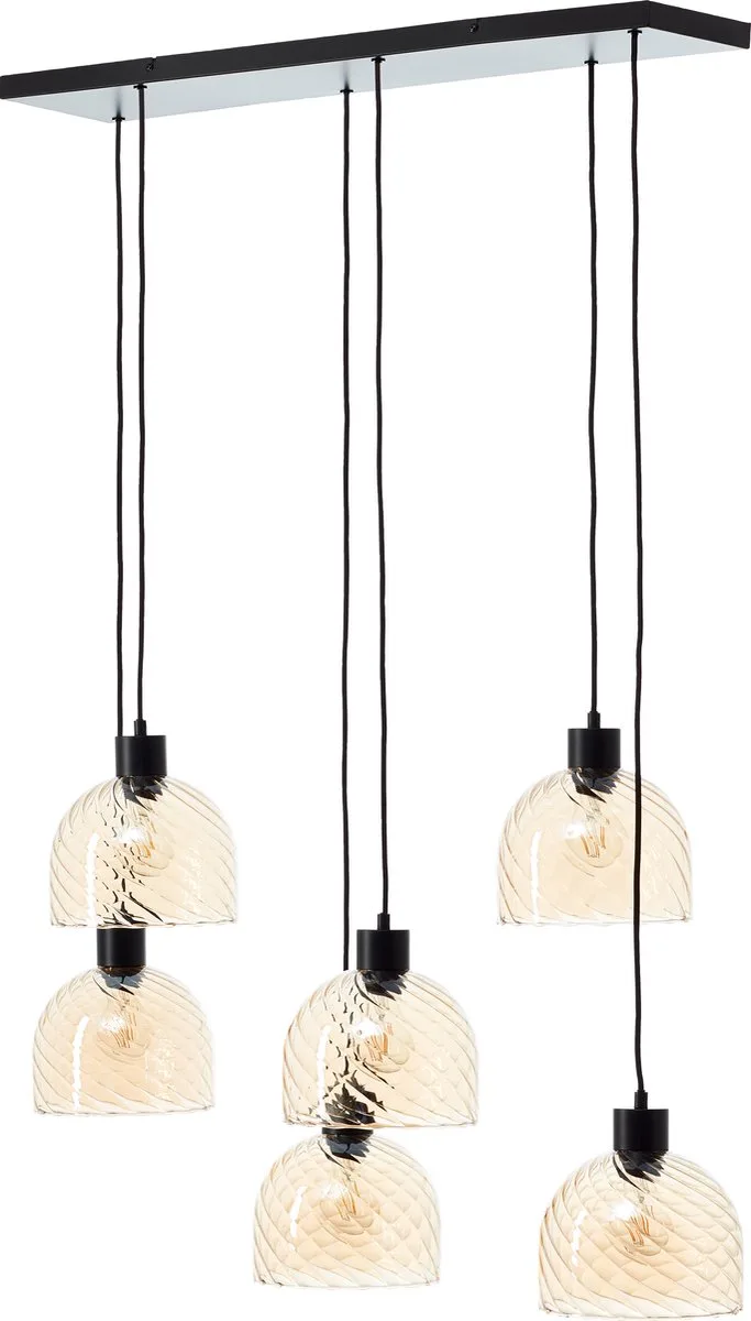 Casto - Hanglamp - 6-lichts - E27 max 6x25W - Glas - Amber fra Brilliant i Sort – produktbillede