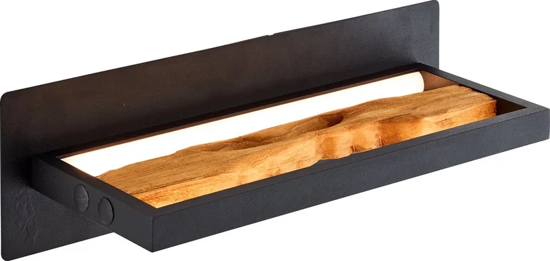 Chaumont - Wandlamp - LED 9,5W 3000K - Zwart/Hout von Brilliant in Schwarz – Produktfoto