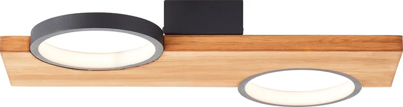 Cheesy loftlampe af træ, 2 lyskilder fra Brilliant i Mat zwart, Hout – produktbillede