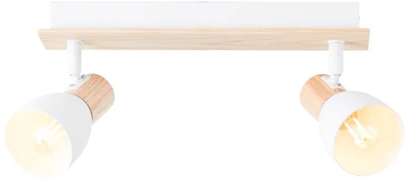Daintree 2-vlams barspot wit/naturel, metaal/hout, 2x D45, E14, 28W von Brilliant in Mehrfarbig – Produktfoto