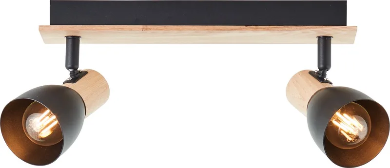 Daintree Spot Bar Lamp 2 Lampen Hout/Aluminium Zwart Bruin 2x D45, E14, 28 W fra Brilliant i Sort, Natur – produktbillede