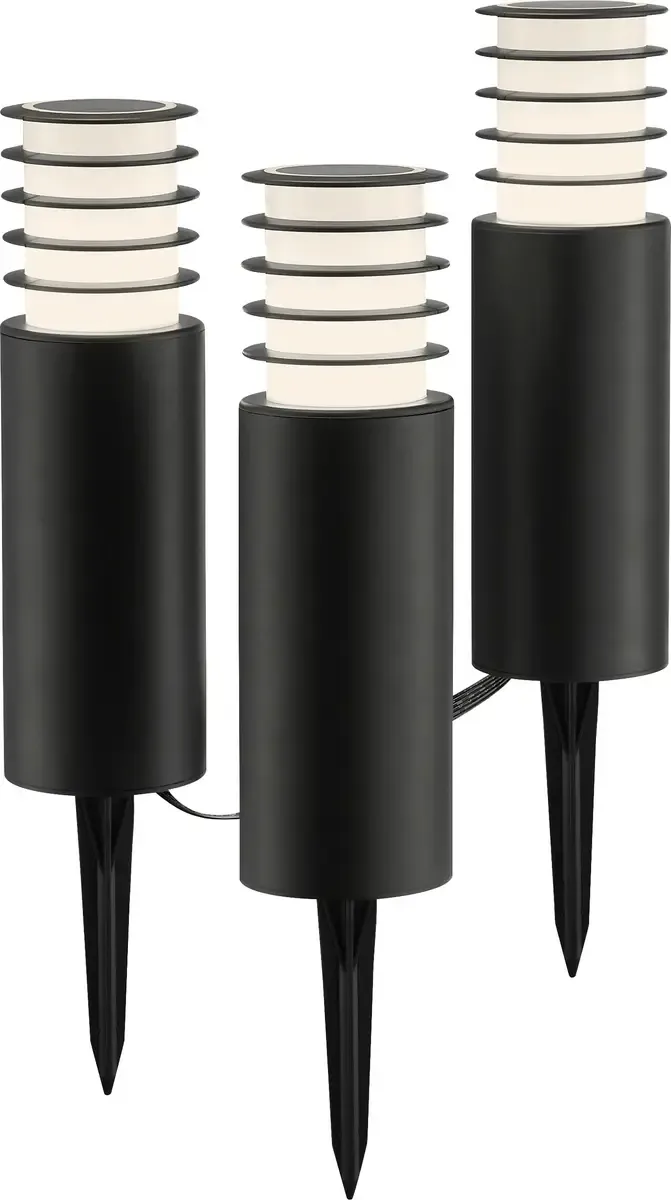 G40910/06 Außenspießleuchte 3er Set Lampe de jardin CEE: F (A - G) LED LED intégrée noir de Brilliant en Noir – photo produit