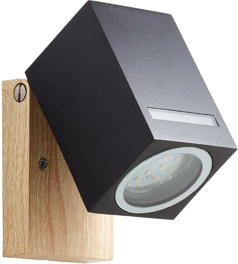GALENI Buitenwandlamp - zwart/naturel - metaal/glas GU10 1x20W fra Brilliant i Sort – produktbillede