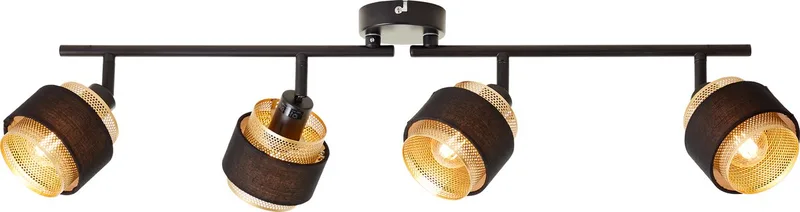 Grove spot 4-vlammig metaal/textiel 4x D45, E14, 28 W, Geschikt voor hanglamp (niet inbegrepen) de Brilliant en Zwart goud – photo produit