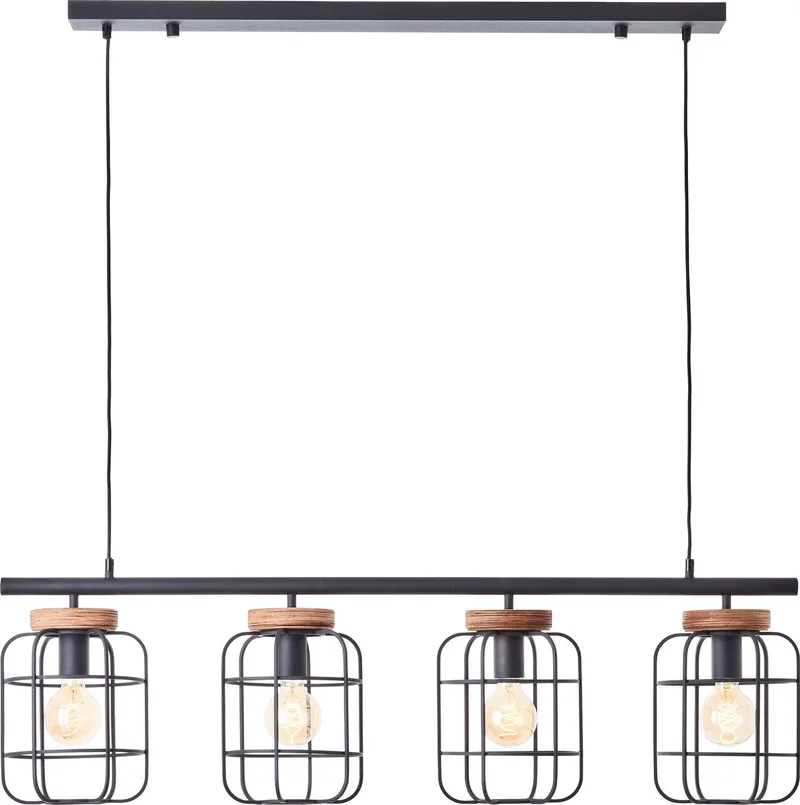 Gwen - Hanglamp - E27 max 4x40W - Zwart/Hout fra Brilliant i Sort – produktbillede