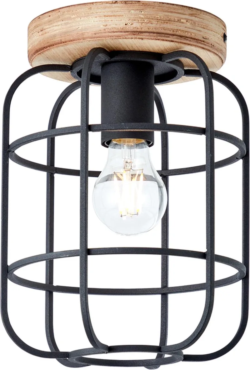 Gwen - Plafondlamp - E27 max 1x40W - Zwart/Hout fra Brilliant i Brun – produktbillede