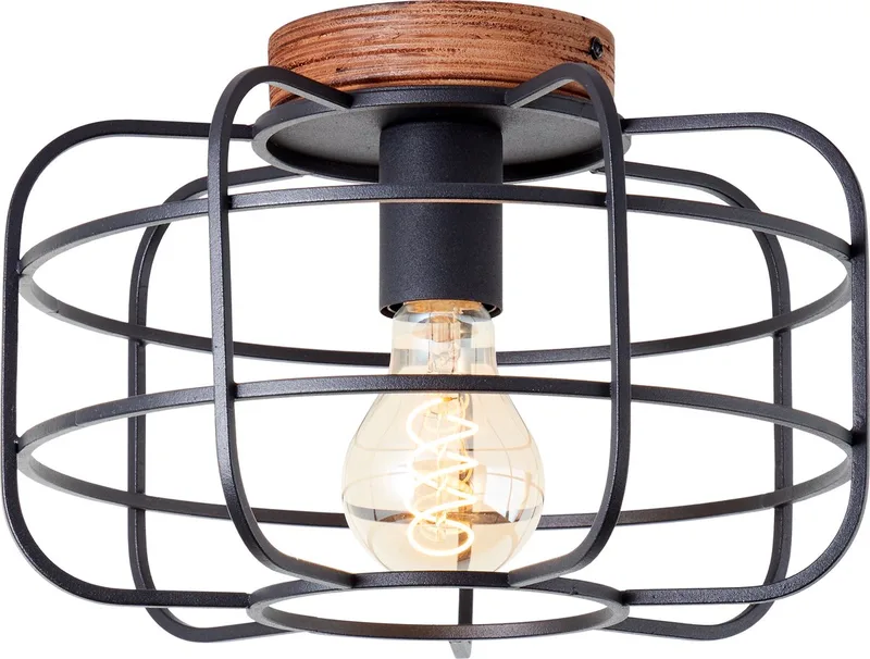 Gwen - Plafondlamp - E27 max 1x60W - Hout/Zwart von Brilliant in Hout – Produktfoto