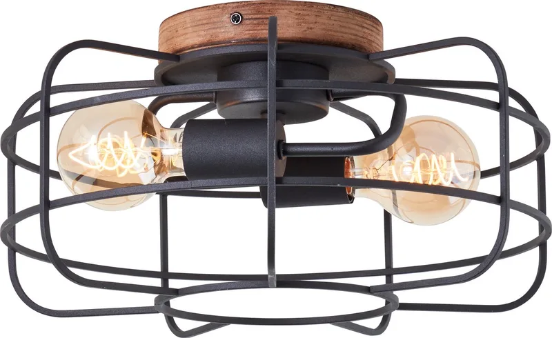 Gwen - Plafondlamp - E27 max 2x60W - Hout/Zwart från Brilliant i Hout – produktbild