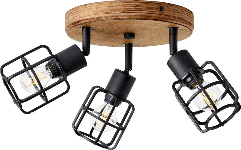 Gwen - Plafondspot - E14 max 3x40W - Hout/Zwart de Brilliant en Zwart hout – photo produit