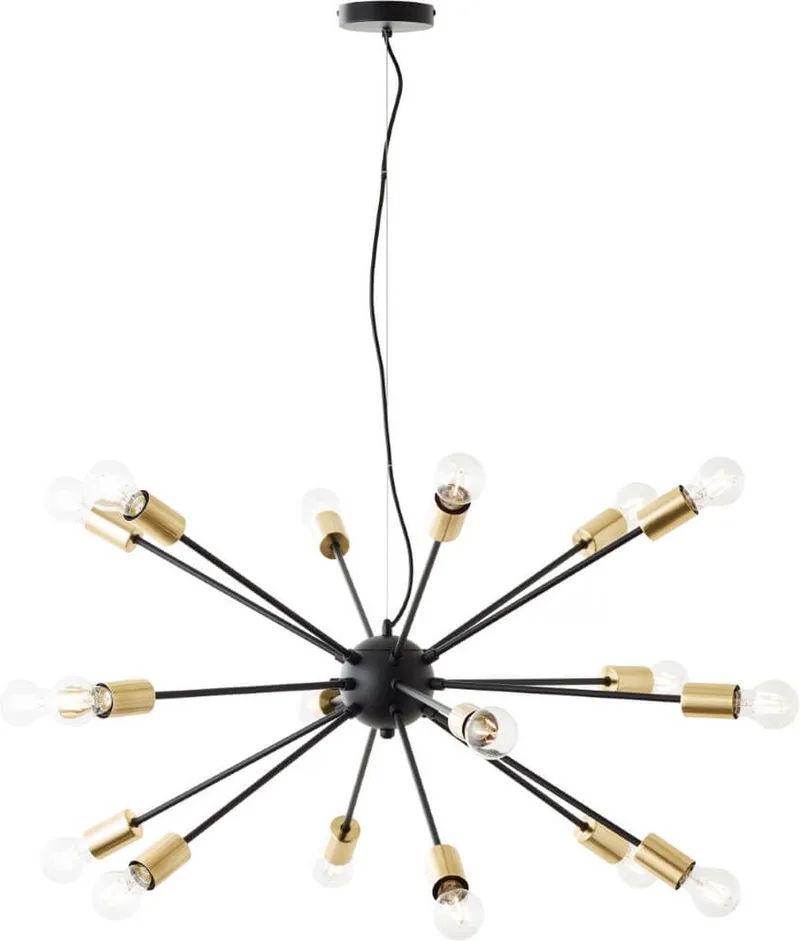 hanglamp Dree 90cm metaal 18x A60, E27, 40W, geschikt voor een staande lamp (niet inbegrepen) fra Brilliant i Mat zwart, Messing – produktbillede