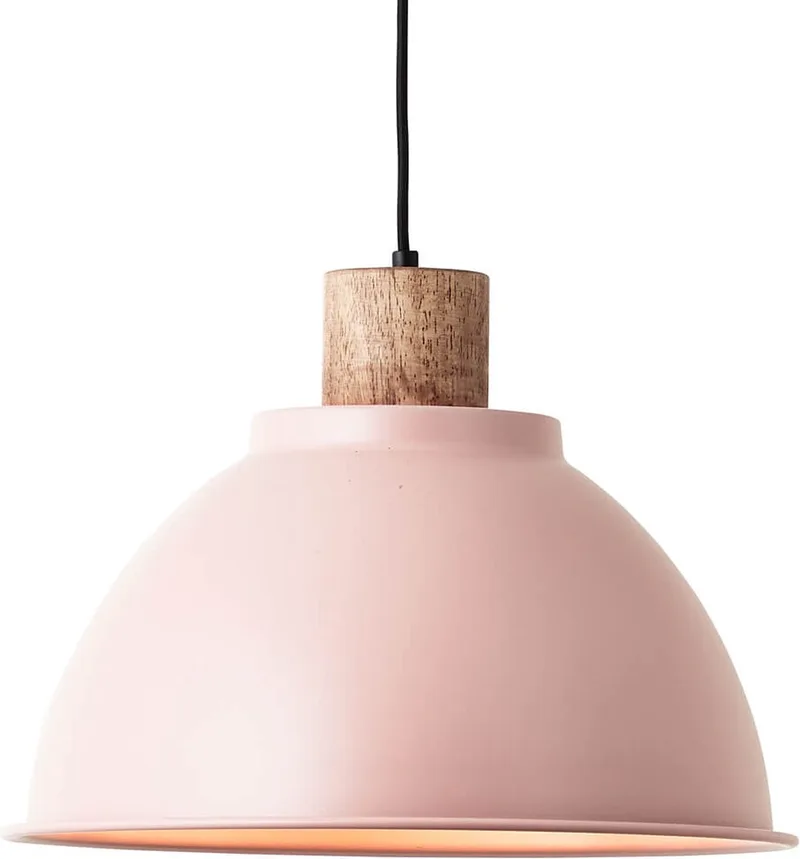 hanglamp Erena 38cm lichtroze metaal/hout 1x A60, E27, 60W, geschikt voor een standaard gloeilamp (niet meegeleverd) van Brilliant in Roze – productfoto