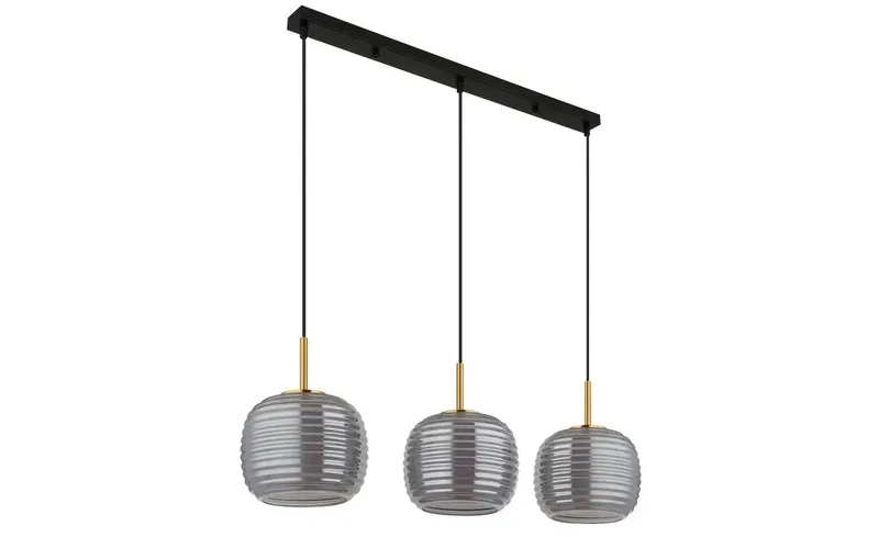 Hanglamp glas 3XE27 21.0 cm 3-lichts Smoked de Brilliant en Noir – photo produit 2 sur 3