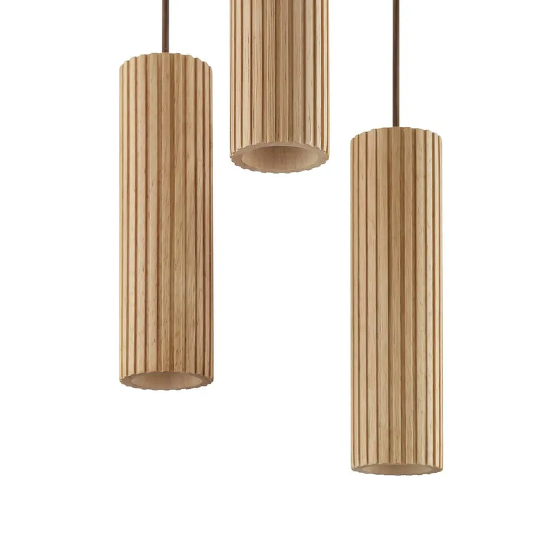 Hanglamp Lakewood, bruin, hout, Ø 28 cm, 3-lamps fra Brilliant i Brun, Houtkleurig – produktbillede