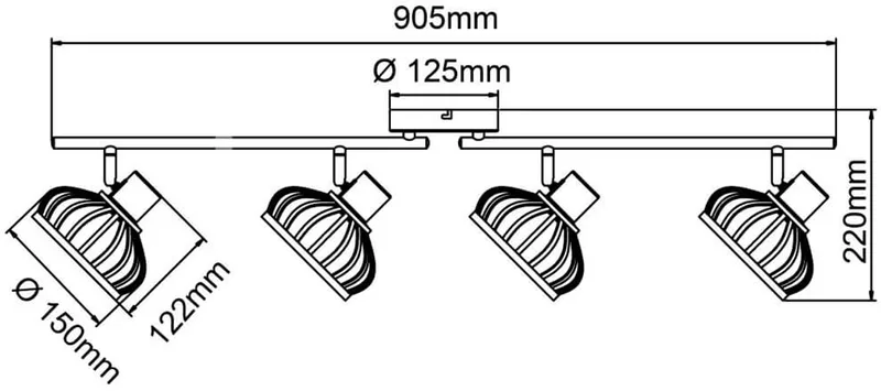Houten plafondlamp Norah 4-lichts - 99740/76 de Brilliant en Zwart Bruin – photo produit