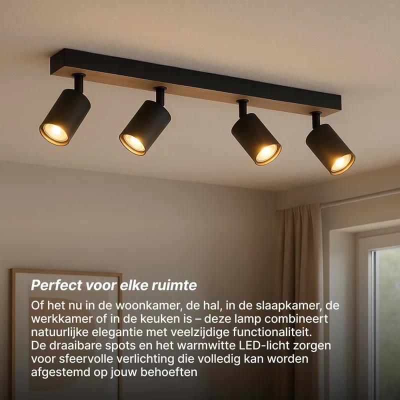 Jello Wood G93071/76 Plafonnier à spot LED LED GU10 CEE: G (A - G) 4.5 W bois, noir de Brilliant – photo produit