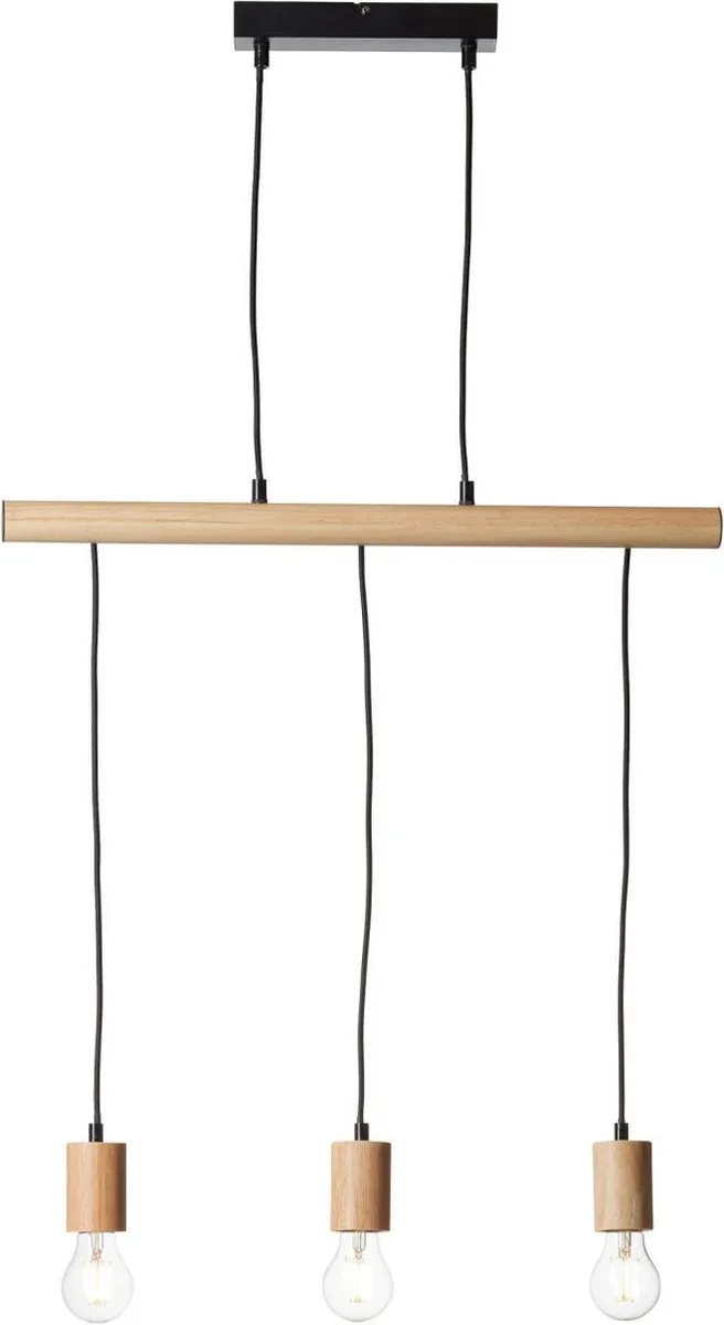 Jenji Hanglamp - 3-lichts E27 - Hout by Brilliant in Black – product photo
