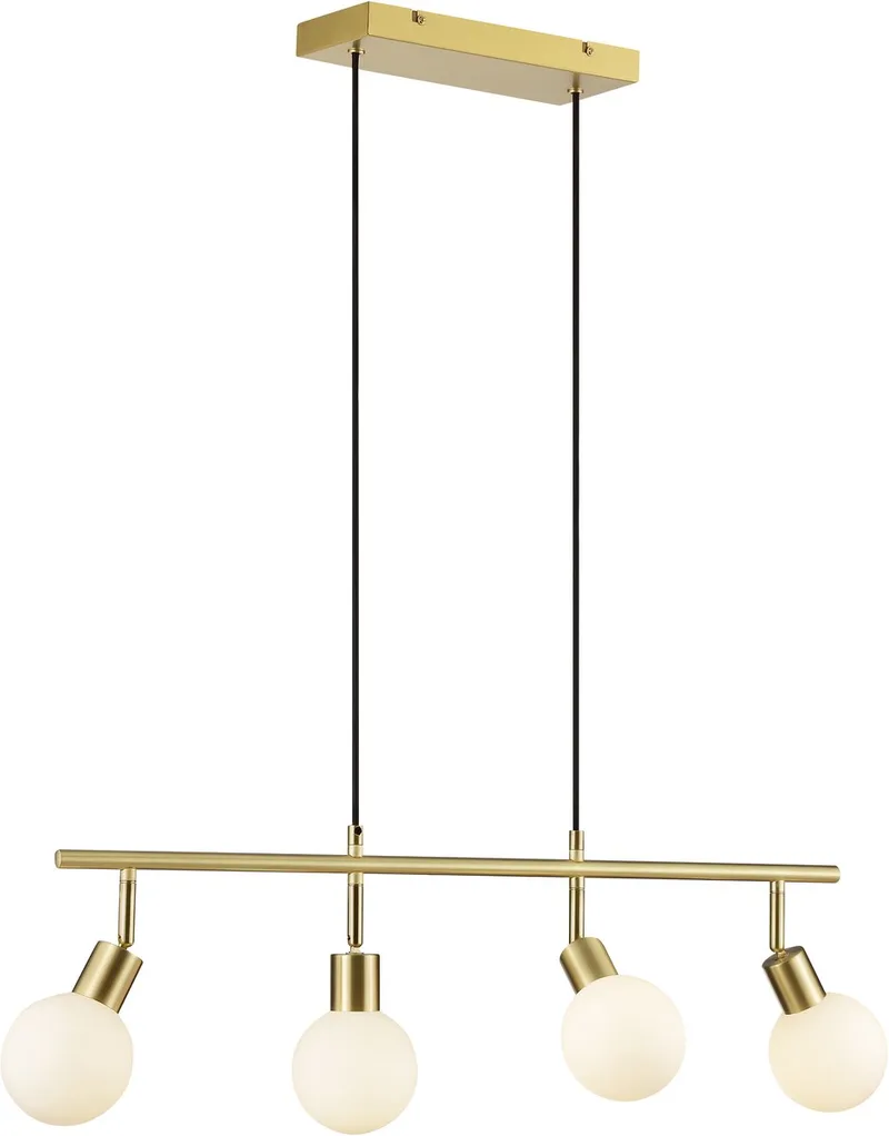 Jorge - Hanglamp - 4-lichts - G9 max 4x10W - Geborsteld messing/Wit de Brilliant en Geborsteld messing – photo produit