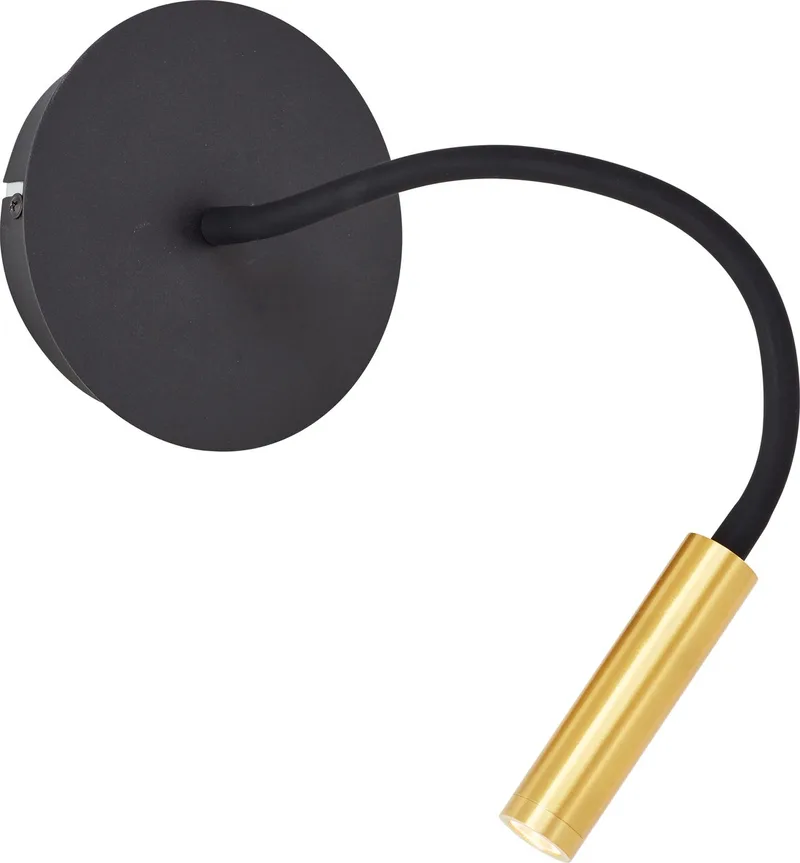 Jutta - Wandlamp - LED 4.1W met flexibele arm en schakelaar - Zwart/Goud van Brilliant in Zandzwart, Mat goud – productfoto