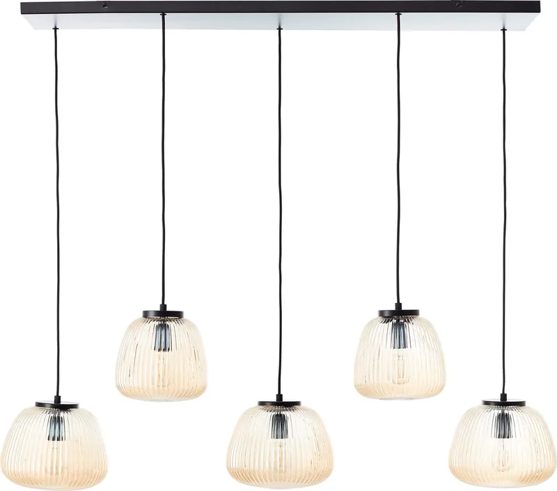 Kaizen - Hanglamp - 5-lichts - E27 max 5x25W - Glas - Amber de Brilliant en Noir – photo produit