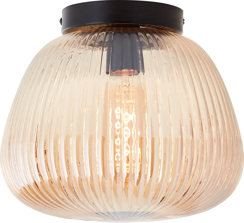Kaizen - Plafondlamp - 1-lichts rond - Glas - 1xE27 Max 40W - Amber/zwart de Brilliant en Noir – photo produit