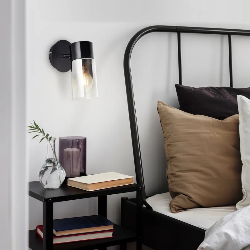 lamp Alia spot 1-lamps zwart/zwart rookglas 1x A60, E27, 40 W de Brilliant – photo produit