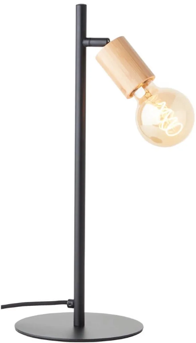 lamp Benny wandlamp mat zwart/natuurlijk aluminium bruin 1x A60, E27, 40 W von Brilliant in Mat zwart, Natur – Produktfoto