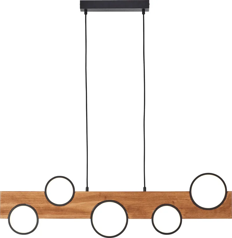 lamp Cheesy LED hanglamp 100cm metaal/bruin glas 34W geïntegreerde LED von Brilliant in Mat zwart, Hout – Produktfoto