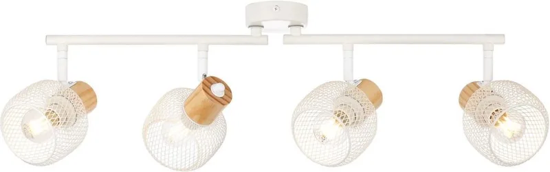 lamp Giada spotbuis 4-lichts / licht hout | 4x D45, E14, 25W, geschikt voor vallampen niet inbegrepen | Hoofden draaibaar | Geschikt voor LED-lampen de Brilliant en Blanc – photo produit