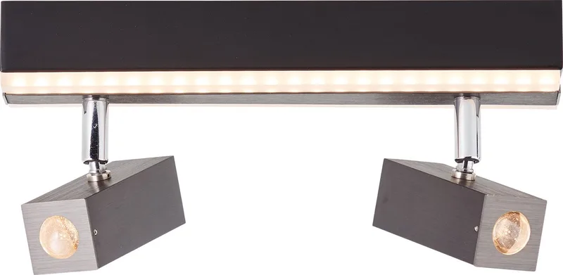 lamp Howle LED-spot bar 2-lamps metaal/textiel zwart 14 W LED geïntegreerd de Brilliant en Aluminium, Noir – photo produit