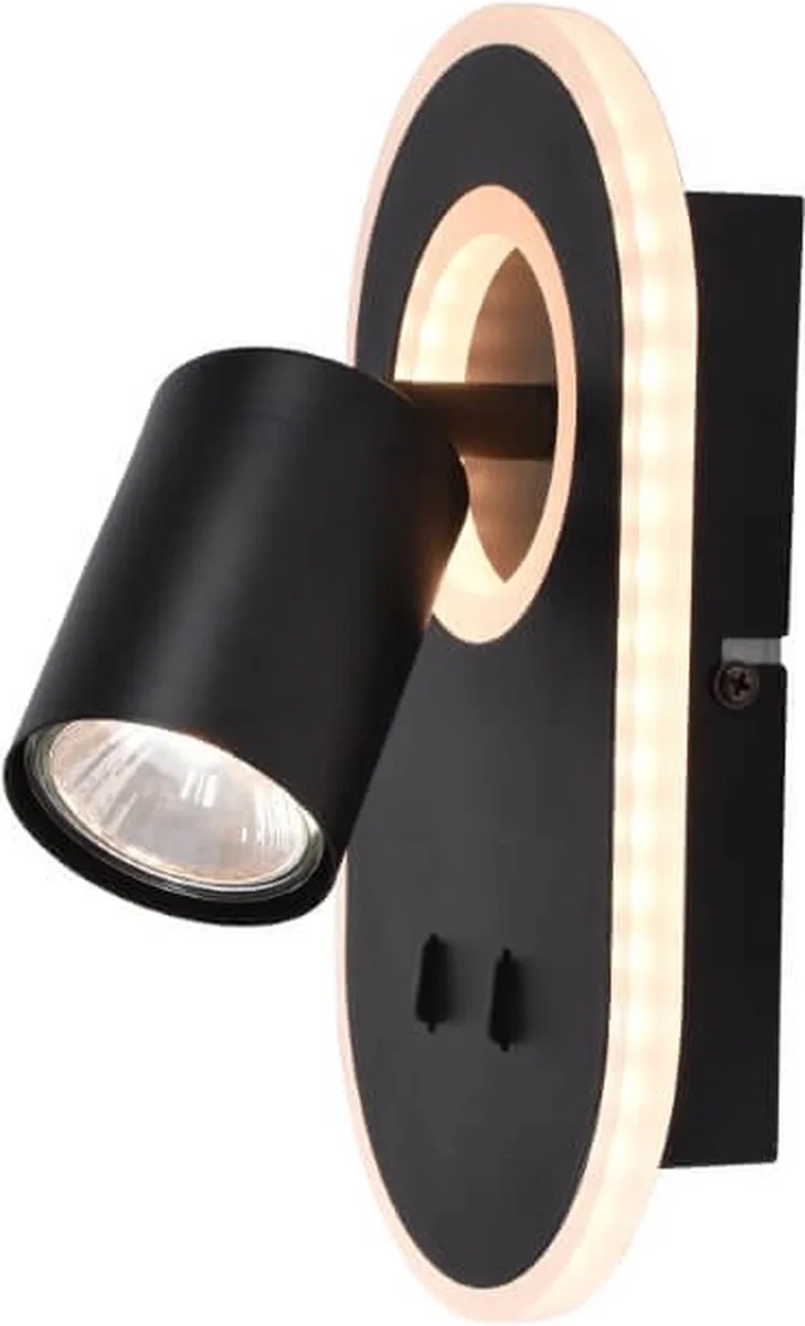 lamp, Kimon LED wandspot, zwart, 1x PAR51, GU10, 5W geschikt voor reflectorlampen, draaibare kop de Brilliant – photo produit