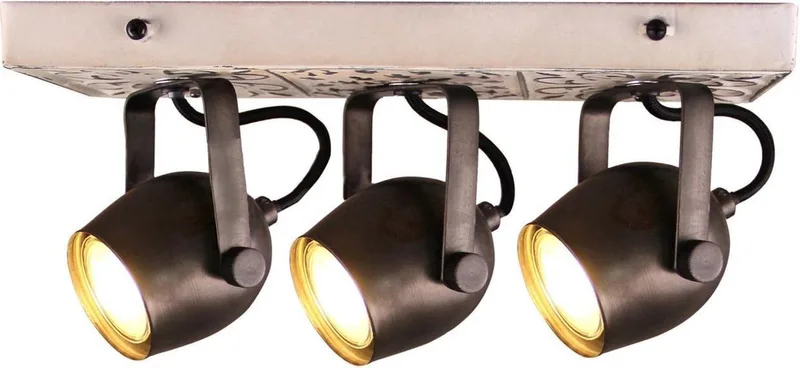 lamp Lapas spot beam 3flg. staal / wit | 3x PAR51, GU10, 35W, geschikt voor reflectorlampen niet inbegrepen | Hoofden draaibaar | Geschikt voor LED-lampen by Brilliant in Black – product photo