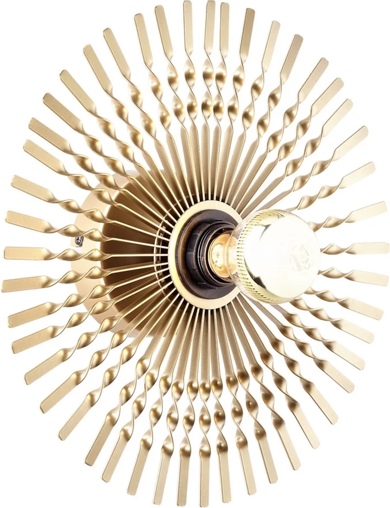 lamp, Mendoza wandlamp 33cm metaal, 1x A60, E27, 40W, normale lampen (niet meegeleverd), A++ de Brilliant en Or – photo produit