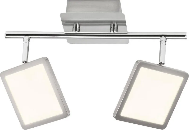 lamp Uranus LED spot buis 2-bladig ijzer / wit | 2x 5W LED geïntegreerd (SMD), (500lm, 3000K) | Schaal A ++ tot E | Hoofden draaien de Brilliant en Argent – photo produit