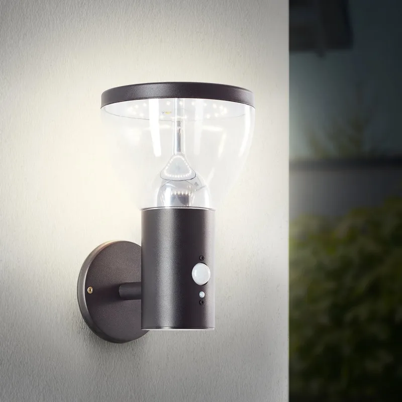 LED buitenwandlamp, solar, 25 cm, 430 lm, 3000 K, roestvrij staal van Brilliant in Zwart – productfoto