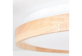 LED Deckenleuchte Alson, CCT - über Fernbedienung, Dimmfunktion, Nachtlichtfunktion, Timerfunktion, LED fest integriert, warmweiß - kaltweiß, 3300 lm, Ø 50 cm, Metall/Holz/Kunststoff, holz hell/weiß de Brilliant en Blanc – photo produit 5 sur 5