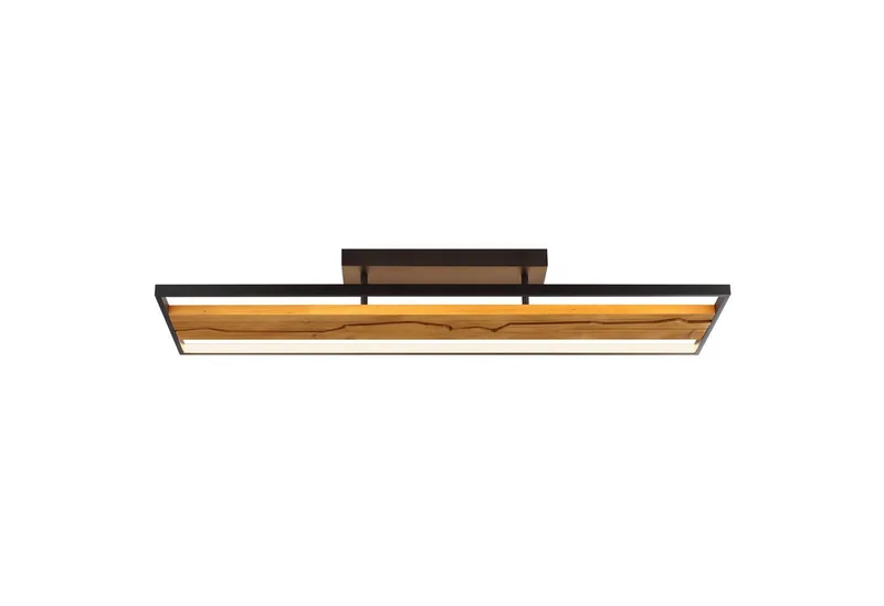 LED Deckenleuchte Thunder, Dimmfunktion, LED fest integriert, Warmweiß, 100 x 30 x 13,5 cm, 6000 lm, 3000 K, Metall u. Holz, schwarz/braun fra Brilliant i Brun, Sort – produktbillede