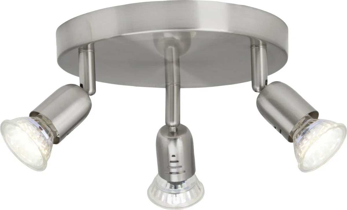 LED Deckenstrahler Brilliant 3er Spot Rondell Loona eisen Ø 18 cm, Inkl. Leuchtmittel, Dimmbar ohne Bewegungsmelder de Brilliant en Argent – photo produit